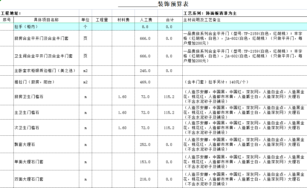 廈門裝修預算_廈門室內裝修報價單_廈門裝修報價表